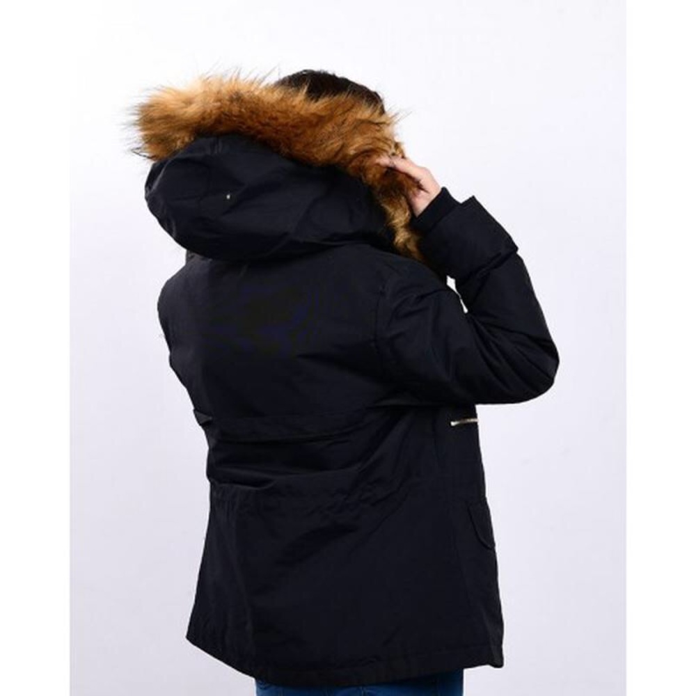 Zara Black XL hooded Faux Fur parka Jacket